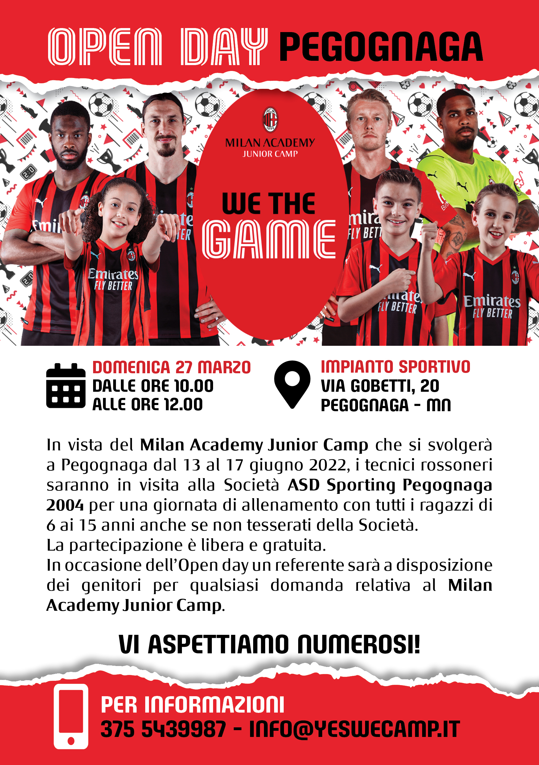 Open day a Pegognaga (MN) di Milan Junior Camp